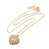 Brass Micro Pave Clear Cubic Zirconia Bee Heart Pendant Necklaces for Women NJEW-D311-01C-G-4