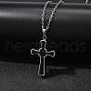 304 Stainless Steel Black Enamel Cross Urn Ashes Necklaces STAS-Z106-05P-1