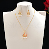 Elegant Middle Eastern Style Brass Micro Pave Cubic Zirconia Earrings & Necklaces Set for Women RL1029-4