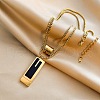 Rectangle & 3 Ring Stainless Steel Pendant Double Layer Necklaces for Women FS-WG0A6F5-01-2