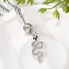Alloy Rhinestone Snake Curved Barbell Belly Rings AJEW-R007-03P-05-2
