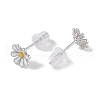 Anti-Tarnish Enamel Daisy Rhodium Plated 999 Fine Silver Stud Earrings for Women EJEW-S215-12P-3