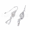 Rhodium Plated 925 Sterling Silver Earring Findings STER-F048-41P-2