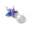 7Pcs 7 Styles Dyed Synthetic Turquoise Starfish & Alloy Sea Animals Pendants PALLOY-JF03754-02-4