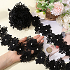 Double Layer Polyester 3D Flower Lace Trim Ribbon with Rhinestone OCOR-WH0097-73C-3