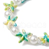 Dyed Synthetic Turquoise & ABS Plastic Imitation Pearl Beaded Braided Bead Bracelets for Women BJEW-JB11906-4