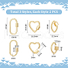 Unicraftale 6Pcs 3 Styles Brass Screw Carabiner Lock Charms KK-UN0002-01-3