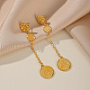 Vintage Flower with Coin Brass Tassel Stud Earrings WA2971-1