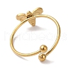 Ion Plating(IP) 304 Stainless Steel Bee Open Cuff Rings for Women RJEW-18.0-06G-3