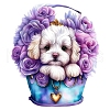 Dog with Flower Basket Acrylic Hanging Ornaments PW-WGD45C3-01-6