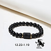 12 Constellations Theme Frosted Black Stone Round Beaded Stretch Bracelets for Women Men WG3EE4F-01-2