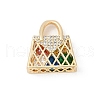Brass Micro Pave Clear Cubic Zirconia Pendants KK-R213-17G-1
