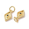 Rack Plating Brass Micro Pave Black Cubic Zirconia Charms ZIRC-C042-13G-2