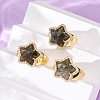 Star Natural Gemstone Cubic Zirconia Cuff Rings RJEW-M076-02G-2