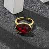 Mother's Day Rings Oval Brass Cuff Rings for Women RJEW-G337-06-5