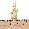 Lock & Key Brass Micro Pave Cubic Zirconia Pendant Neckalces NJEW-C076-16G-5