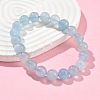 Natural Aquamarine Round Bead Stretch Bracelets for Men Women BJEW-U034-01A-03-3