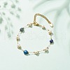 Natural Lapis Lazuli & Pearl Beaded Bracelet BJEW-JB08293-05-2