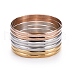 Fashion Tri-color 304 Stainless Steel Buddhist Bangle Sets BJEW-L664-024D-M-7