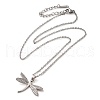 Brass Pave Clear Cubic Zirconia Dragonfly Pendant Necklaces NJEW-M080-03-2