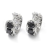 Brass Black Cubic Zirconia Hoop Earrings EJEW-Q016-11P-2
