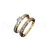 2Pcs Flat Round Brass Micro Pave Clear Cubic Zirconia Finger Rings FS-WG91922-02-5