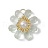 8Pcs 8 Colors Glass Pendants PALLOY-MZ00656-2