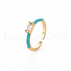 Brass Enamel Cuff Rings RJEW-T016-29I-NF-3