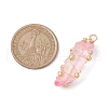 Copper Wired Electroplated Natural Quartz Crystal Pendants PALLOY-JF02626-03-2