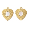 304 Stainless Steel Natural White Shell Pendants STAS-L288-06G-02-1