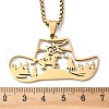 304 Stainless Steel Hollow Cowboy Hat Pendant Necklaces NJEW-H065-27G-3