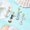 Shell Shape Alloy Enamel & Natural Aquamarine & Red Jasper & Rose Quartz & Amethyst Chips Bead Pendant Decorations HJEW-JM03247-1