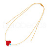 Summer Fibre Cloth Woven Hear Pendant Braided Gold Cord Necklaces for Women KA4984-1-1
