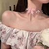 Butterfly Gauze Crystal Rhinestone with Plastic Pearl Choker Necklaces FS-WG41A31-06-1