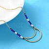 304 Stainless Steel & Blue Glass Beads Pendant Necklaces for Women NJEW-A045-26A-G-1