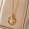 Elegant Vintage Brass Shiny Colorful Cubic Zirconia Hollow Virgin Mary Pendant Necklaces for Women RI7141-2-3