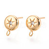 Brass Micro Pave Clear Cubic Zirconia Stud Earring Findings MAK-T011-11G-04-1