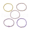 5Pcs 5 Styles Heart Acrylic & Glass Seed Beaded Stretch Bracelet Sets BJEW-JB10473-01-2