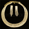 Brass Rhinestone Tassel Necklaces & Earring Sets for Women FS-WG3ACFC-01-3