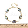 Oval Brass Abalone Shell Link Bracelets KK-D301-01G-3