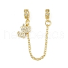 Brass Pave Clear Cubic Zirconia European Safety Chains with Charms KK-L236-16E-G-1