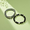 3Pcs 3 Style Natural Lava Rock & Synthetic Hematite Stretch Bracelets Set BJEW-JB08692-2