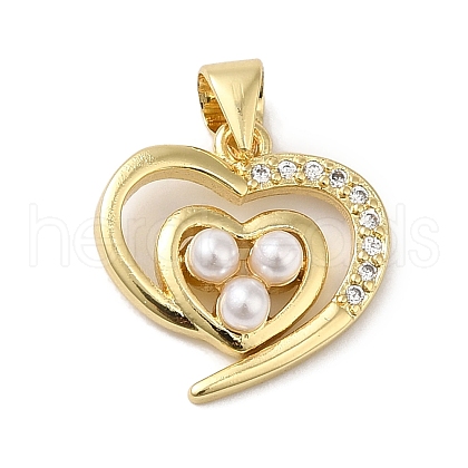 Rack Plating Brass Glass Imitation Pearl Pendants KK-B092-37G-1