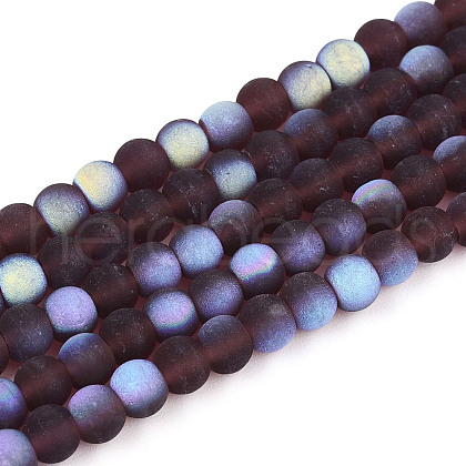 Frosted Transparent Glass Beads Strands GLAA-T032-T4mm-MBB19-1