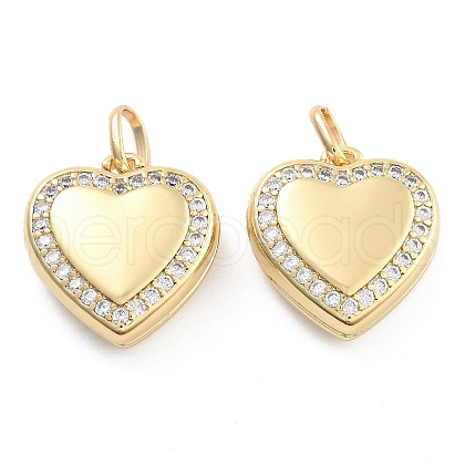 Brass Pave Clear Cubic Zirconia Pendants KK-U009-11D-G-1