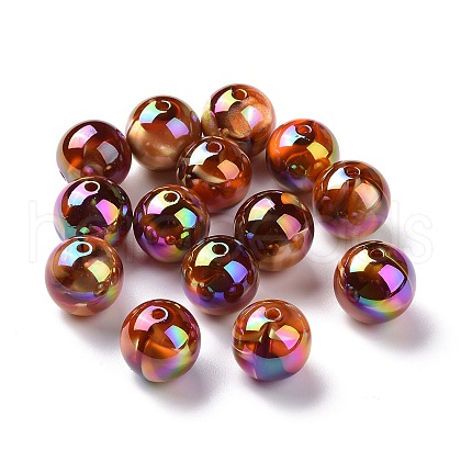 UV Plating Rainbow Iridescent Acrylic Beads PACR-H003-14-1