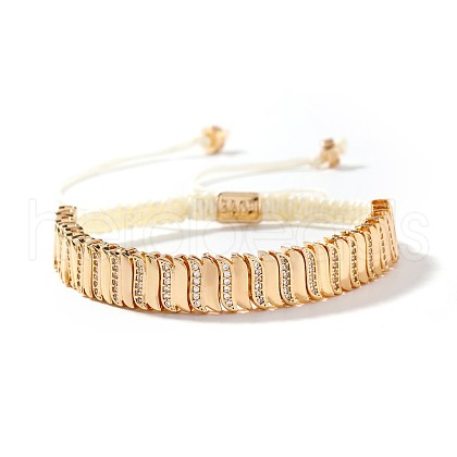 Elegant Bohemian Style Brass Micro Pave Clear Cubic Zirconia Braided Bead Bracelets for Women ZU5432-1-1