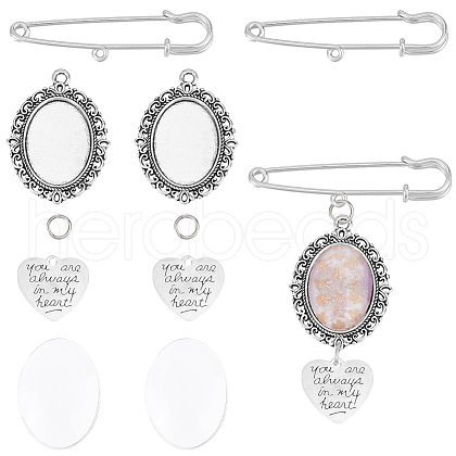 SUNNYCLUE 60Pcs 5 Styles Tibetan Style Alloy Pendants with Iron Brooch Findings TIBE-SC0009-45A-1