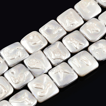 Plating Natural Freshwater Shell Beads Strands SHEL-N026-230B-1