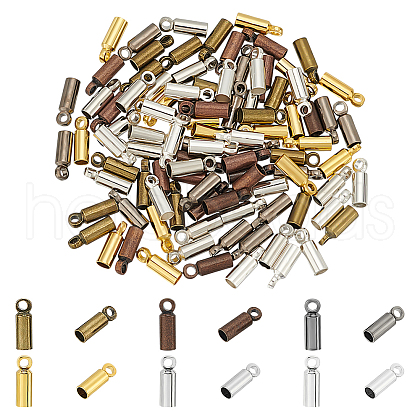 96Pcs 6 Colors Brass Cord Ends KK-LP0001-17-1